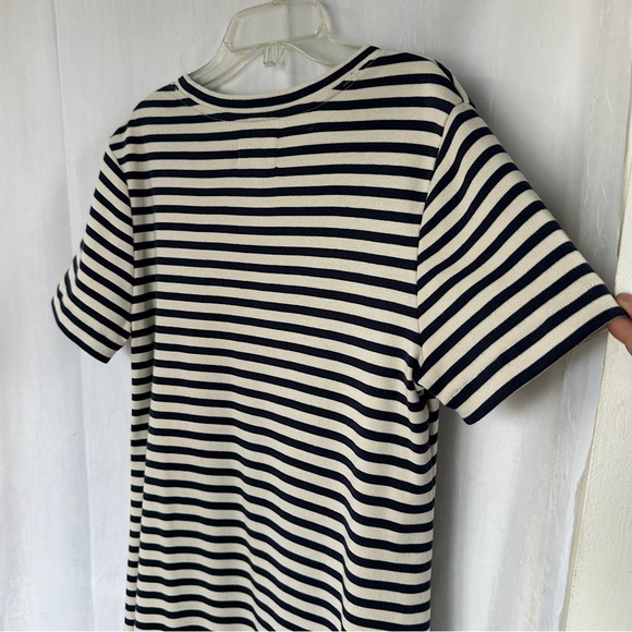 3/$20 💥 Lou & Grey T-Shirt Dress Short Sleeve Cream & Navy Stripe Print Cotton - Picture 11 of 15